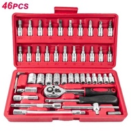 [ COD ] 46 pcs Car Motorcycle Socket Wrench Set Complete Socket Tool Kit Set Fits Car MotorcycleRing
