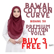 Tudung Bawal Cotton Curve Bidang 50 ❤️❤️Bawal Cotton Voile Premium