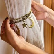 1pc Vintage Star & Moon Metal Curtain Clip, Suitable For Living Room, Bedroom, Study Home Decoration