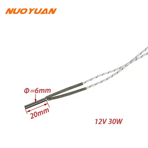Cartridge Heater 12V 30W DC Heating Element 6mmx20mm Electric Stainless Steel Heating Element