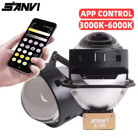 SANVI New Ai50 Smart Bi LED Projector Lense App Blutooth Control Color Temperature 3000k-6000k 60W 1