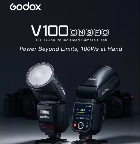 Godox V100 V100-C V100-N V100-S V100-F V100-O TTL Round Head Camera Flash 100Ws Speedlight for Canon