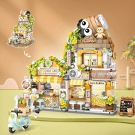 Bộ Khối Xây Dựng Dòng Street View - Izakaya Ice & Takoyaki Shop Cà Phê & Panda Tea House Model Kit D