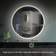 Circular Bathroom Smart Mirror LED Lighting Backlight Mirror Touch Defogging Mirror Infinite Dimming