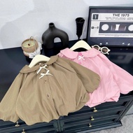 AG5 Lotus collar puffy windbreaker with cute bow for girls