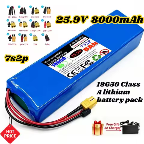 8000mAh 7s2p 25.9V Battery with BMS 18650 Lithium Ion Battery park 29.4V 8Ah for Electric Scooters B
