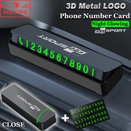 Toyota GR Car Phone Number Card Luminous Sticker Metal Car Logo Temporary Parking Stop For 86 Yaris 