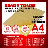 A4 Blank Kraft Sticker / A4 Kraft Sticker - Pre-cut Ready 52.5mm