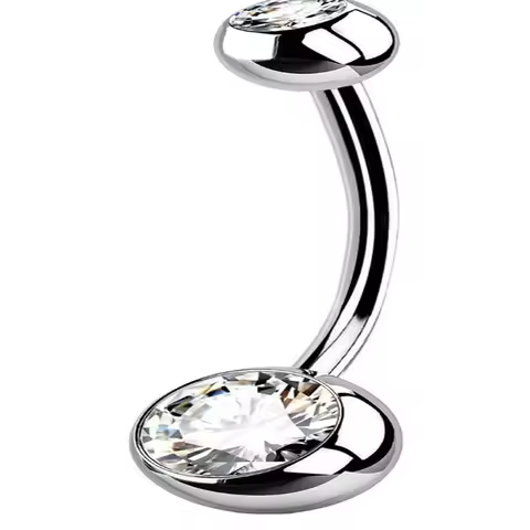 14G navel ring, non-threaded body piercing navel stick, size 10/12/14/16mm, push-in titanium navel p