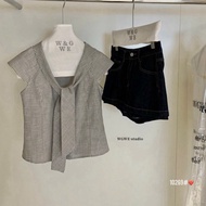 WGWE• Striped shirt with bow tie collar 10269 wgwe, QC product, size SM