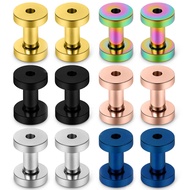 Screw Fit Ear Gauges Kit Surgical Steel Tunnel Expander Earrings Earlobe Plugs Body Piercing Jewelry