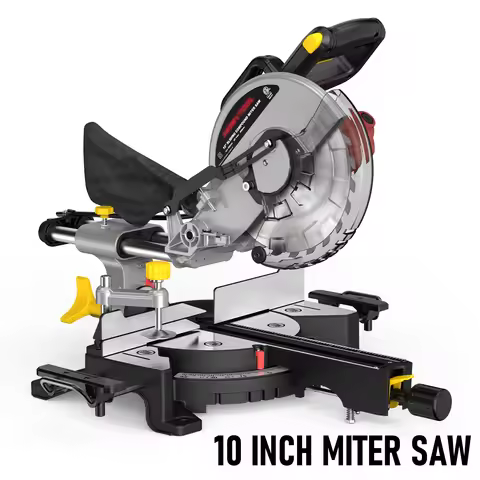 10" Precision Sliding Miter Saw 5 Amp 5000RPM 36T TCT Blade 0-45° Single Bevel Wood Plastic Non-Ferr