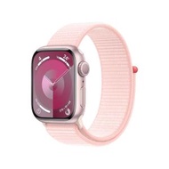 Apple - Apple Watch Series 9 鋁金屬 GPS 單圈手環織製布料錶帶 41mm (淡粉紅色)