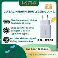 Củ sạc nhanh 20W và 30W Zhicool USB-A + Type C cho nhiều dòng máy Smartphone samsung xiaomi oppo