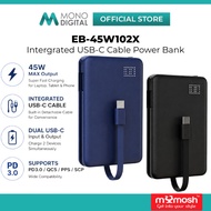 MYMOSH EB-45W102X 45W Fast Charging Power Bank Built-in C Cable PD3.0 QC5 Portable Power bank (Black