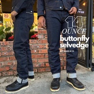 14 OZ SELVEDGE JEANS BUTTONFLY SAIZ 28-60 (KOD B-14)