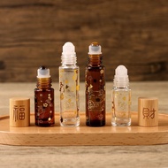 6pcs 5ml 10ml Crystal Stone Essential Oil Roll-On Bottle Lucky Cat Glass Bottle Bamboo Cap Roll-On B