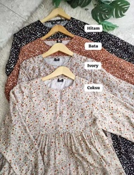 GAMIS MAXY DRESS RAYON PREMIUM MOTIF BUNGA KECIL/DRESS WANITA DEWASA BAHAN RAYON TWILL TERBARU/GAMIS