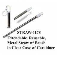 Telescopic Stainless Metal Straw in Clear Carabiner Case STRAW-1178