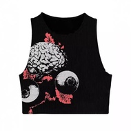 2024 Gothic Vest Top Ladies Gothic Dark Print Street Clothing vfr114.6.19