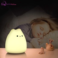 readystockSilicone TouchesSensor LED Night Light for Children Bab7 Colors 2 Modes Cartoon Cat Cute U