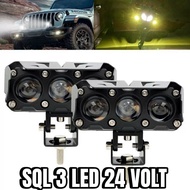 60w LAMPU TEMBAK SQL 3 MATA LASER GUN PUTIH - KUNING 12volt-24 VOLT MOBIL TRUCK FUSO TRONTON AVANZA 