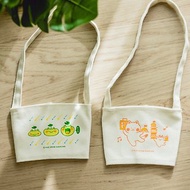 芽米貓系列帆布杯套/飲料袋/飲料提袋/杯袋-Yuz Draw Cooking