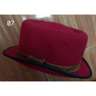 Buffalo porkpie hat - red wool #07