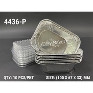 10Pcs 4436-P Aluminium Foil Tray with Lid / Foil Container / Rectangular Aluminium Tray [Ready Stock