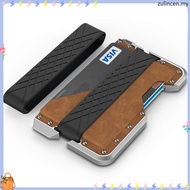 RFID Metal Wallet with Leather Cover Ridge US Popular Money Clip Aluminium Card Holder Special Colle