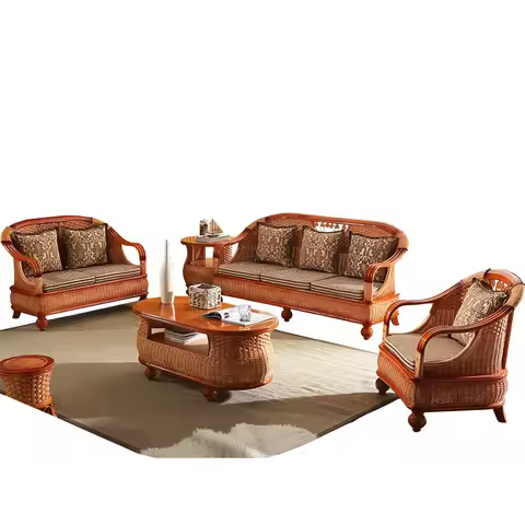 Living room Chinese summer mat sofa five-piece set furniture table and chair sofa chair wholesale