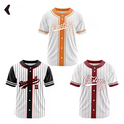 Customizable Baseball Jersey Team Shirt Print Personal Name Number Stripe Hip Hop Sportswear Basebal