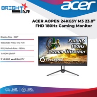 ACER AOPEN 24KG3Y M3 23.8" IPS 180Hz Gaming Monitor - 1x HDMI/1x DP/1ms TVR/3.5mm