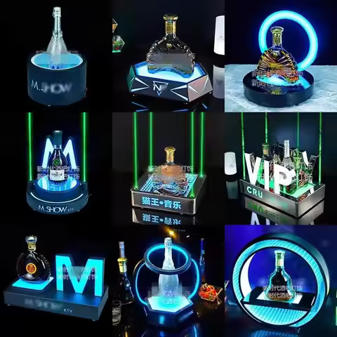 LED Lighted Liquor Bottle Display Shelf Glowing Ring Wine Champagne VIP Bottle Glorifiers with Laser