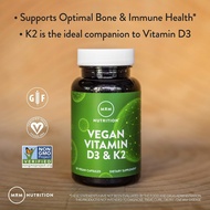 MRM Nutrition Vegan Vitamin D3 & K2 - For Women & Men - Plant‑Based D3 from Lichens with MK‑7 Vitami