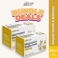 [TWO PACKS] Magnesium Bisglycinate 750mg (Elemental 150mg) (6 blister x 10 tablets ) x 2 boxes | Hig
