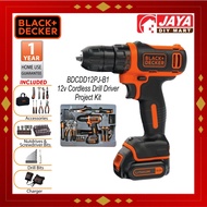 BLACK &amp; DECKER BDCDD12PJ-B1 12V CORDLESS DRILL DRIVER PROJECT KIT BDCDD12PJ-B1