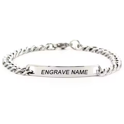 Customized Logo Name Engrave Stainless Steel Bracelet Women Personalized Bracelets For Men Id Bracel