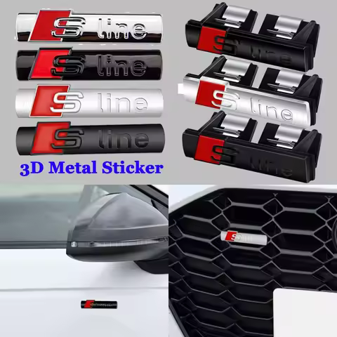 Car SLINE Emblem Body Trunk Decoration Sticker Front Grille Badge For Audi A1 A2 A3 A4 A5 A6 A7 A8 Q
