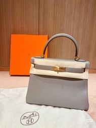 Hermès Kelly 28 積雨雲灰金扣
