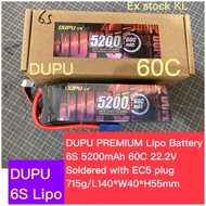 6S 5200mAh 60C 22.2V Lipo Battery - DUPU PREMIUM Grade A  LIPO