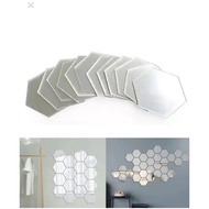 Cermin Hexagon 3D Acrylic Hiasan Mirror Sticker Wall Decor