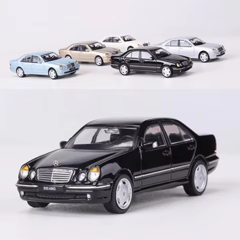 Shadow 1:64 Scale E55 W210 Sedan Diecast Alloy Car Model Collection Souvenir Display Ornaments Vehic