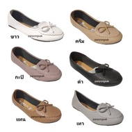 รองเท้าคัชชู ส้นเตี้ย ส้นแบน รุ่น N111 Size 36-44สีขาว สีกะปิ สีแทน สีครีม สีดำ สีเทา Size 36-44