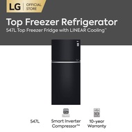 547L Top Freezer Fridge in Black Glass Finish