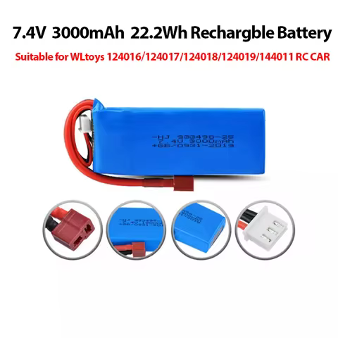 Original Wltoys 7.4V 3000mAh 22.2Wh Battery Rechargble Li-Po Battery Suitable for WLtoys124016、12401
