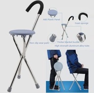 不銹鋼折疊三腳手杖登山椅便攜式手杖帶座椅 hbackp Stainless Steel Folding Tripod Cane Hiking Chair Portable Walking Stick 