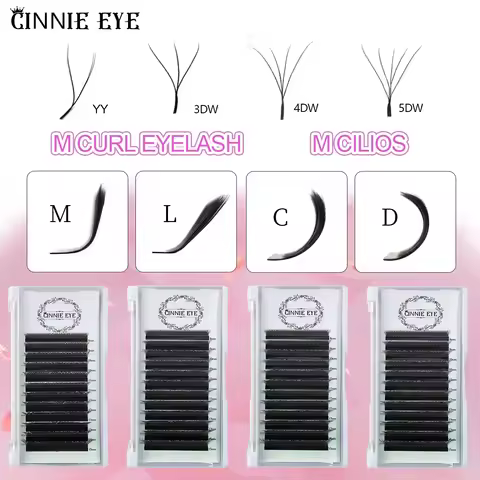 New 5DW M curl Eyelash Extensions 4DW 2D YY Premade Volume Fans 7mm 3DW LU/L Individual Lash Bundles