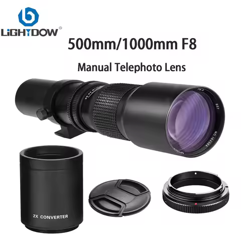 Lightdow Telephoto Lens 500mm F8.0 with 2X Converter Manual Focus Lens for Canon Eos 2000D 200D 9000