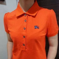 (全新正品)[Burberry]短袖Polo衫 新款鐵牌Logo 橘